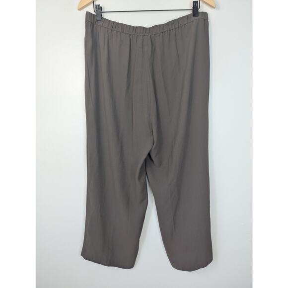 NWT Eileen Fisher Silk Georgette Crepe Crop Straight Leg Pant in Cobblestone - Picture 6 of 8